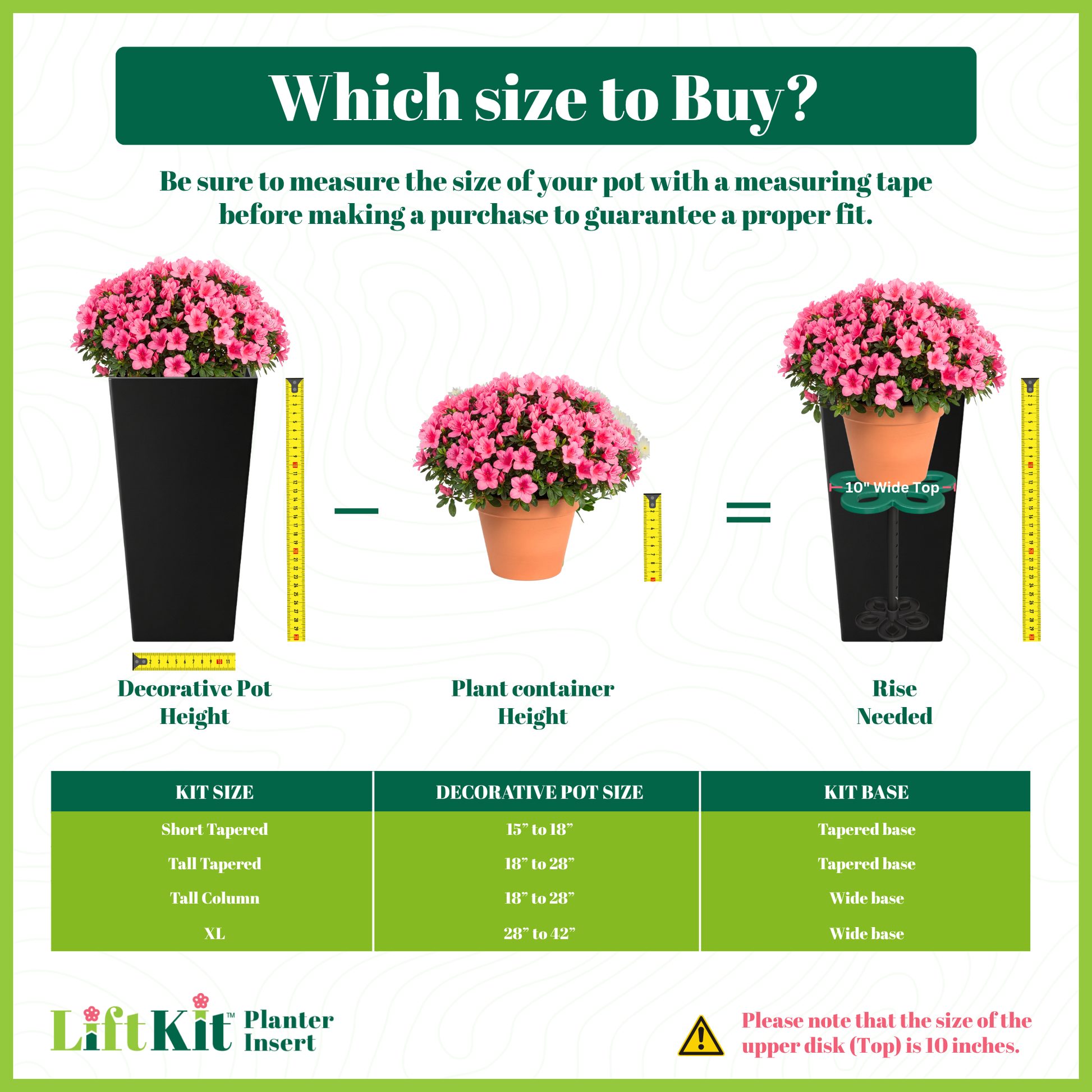does pot size determine plant size Short Tapered Lift – Lift Kit Planter Insert